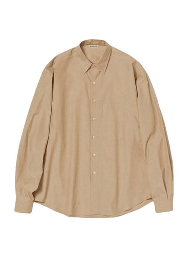 Men's Washed Finx Twill Long Sleeve Shirt Light Brown - AURALEE - BALAAN 1