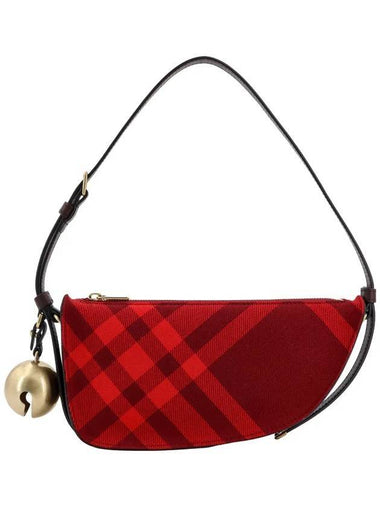 Mini Shield Check Pattern Calf Leather Shoulder Bag Red - BURBERRY - BALAAN 1