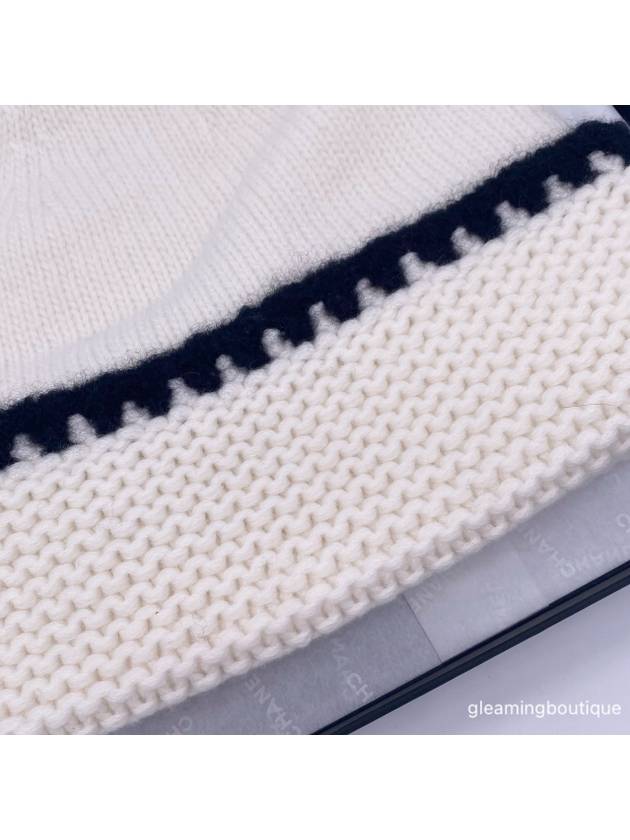 CC Logo Cashmere Beanie White - CHANEL - BALAAN 6