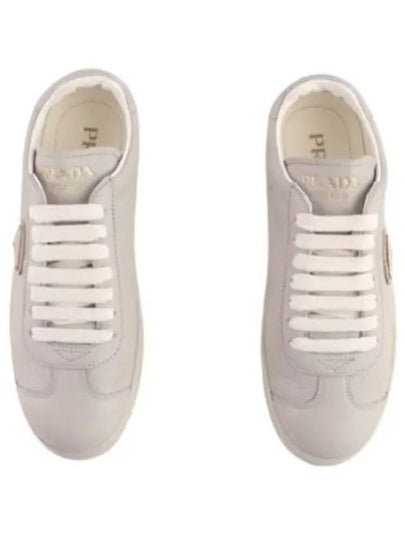 Leather Low Top Sneakers Pumice Stone - PRADA - BALAAN 2