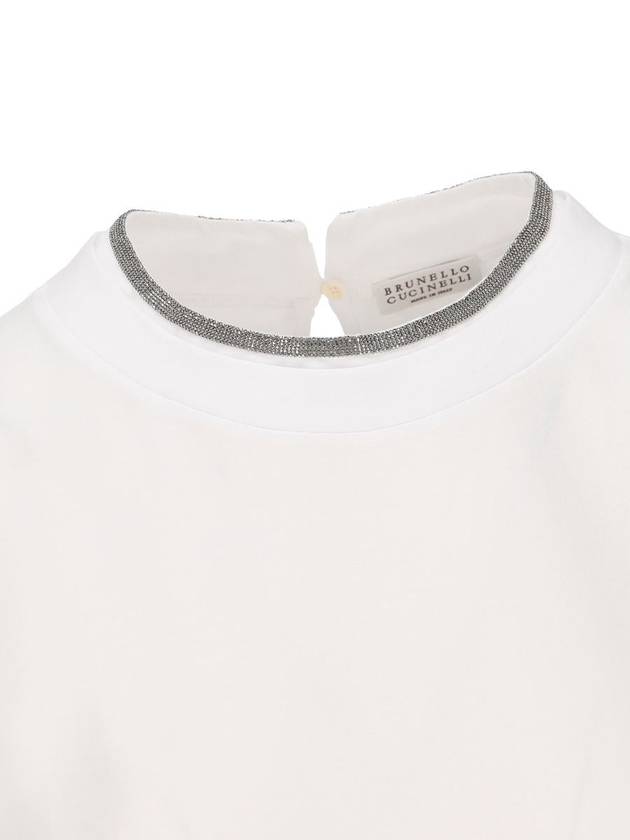 Crew Neck Turn-Up Sleeve Short Sleeve T-Shirt White - BRUNELLO CUCINELLI - BALAAN 4