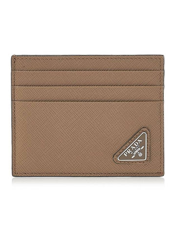 Triangle Logo Saffiano Card Wallet Caramel - PRADA - BALAAN 1