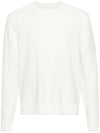 Compass Embroidered Crew Neck Organic Cotton Knit Top White - STONE ISLAND - BALAAN 1