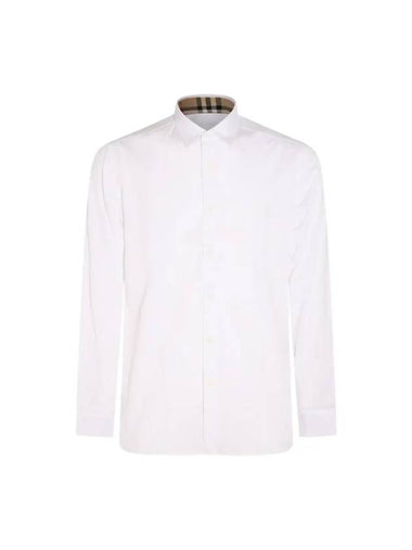 Plain Cotton Long Sleeve Shirt White - BURBERRY - BALAAN 1