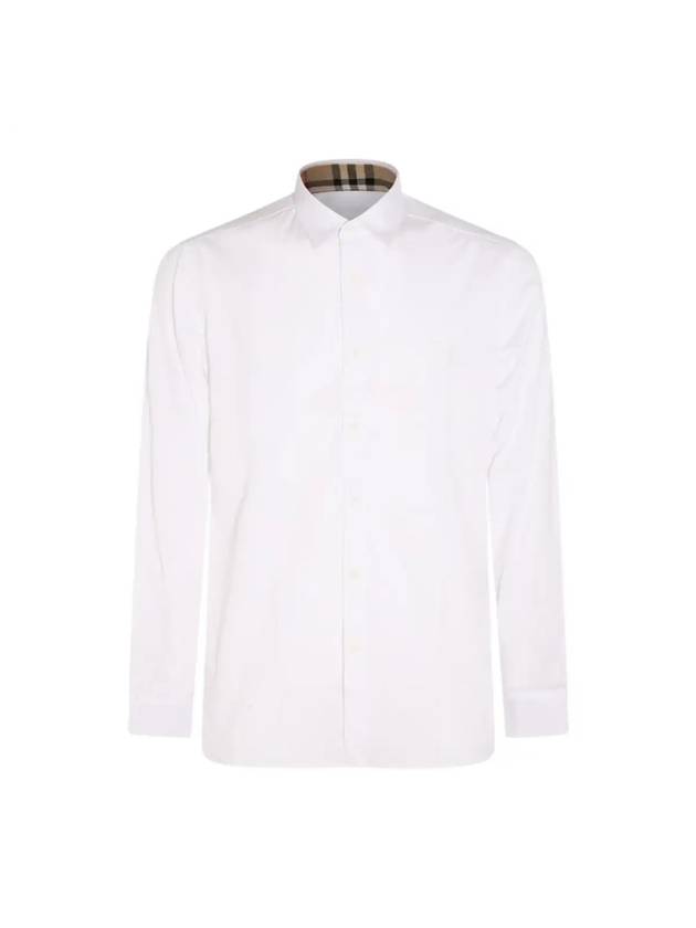 Plain Cotton Long Sleeve Shirt White - BURBERRY - BALAAN 1