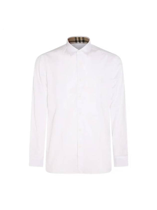 Plain Cotton Long Sleeve Shirt White - BURBERRY - BALAAN 1