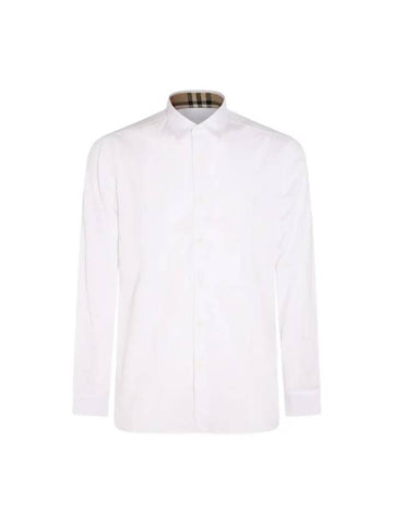 Plain Cotton Long Sleeve Shirt White - BURBERRY - BALAAN 1