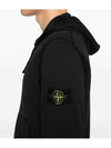 Cotton Fleece Garment Dyed Zip Up Hoodie Black - STONE ISLAND - BALAAN 5