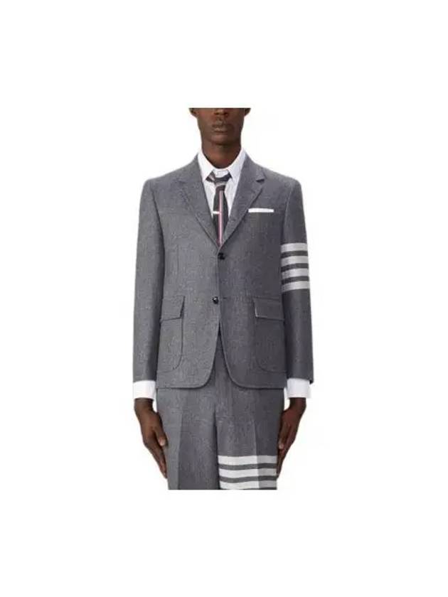 4 Bar Stripe Single Breasted Wool Jacket Grey - THOM BROWNE - BALAAN 2