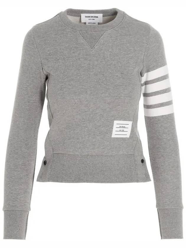 Engineered 4 Bar Stripe Loopback Jersey Knit Crewneck Sweatshirt Light Grey - THOM BROWNE - BALAAN 3