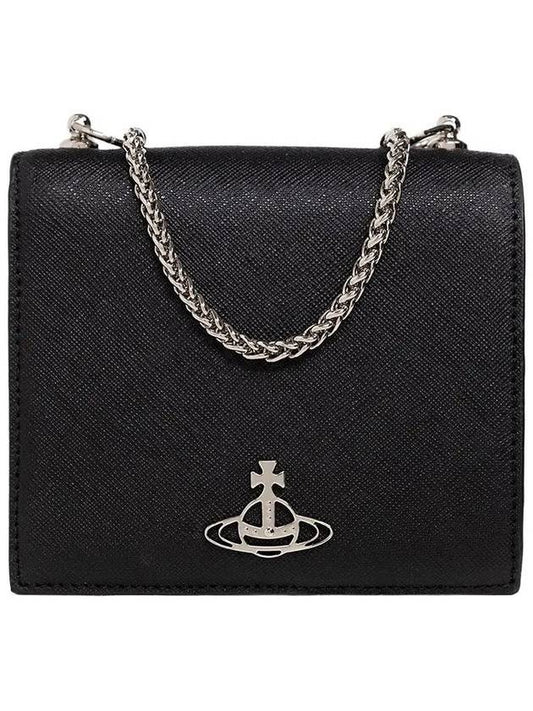 Logo Chain Half Wallet Black - VIVIENNE WESTWOOD - BALAAN 1