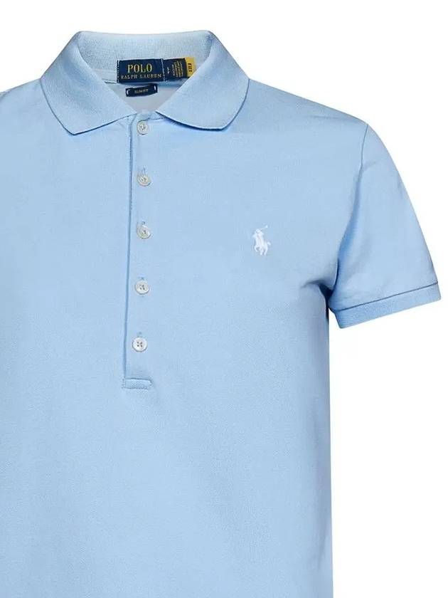 Women's Julie Embroidered Logo Short Sleeve Polo Shirt Light Blue - POLO RALPH LAUREN - BALAAN 5