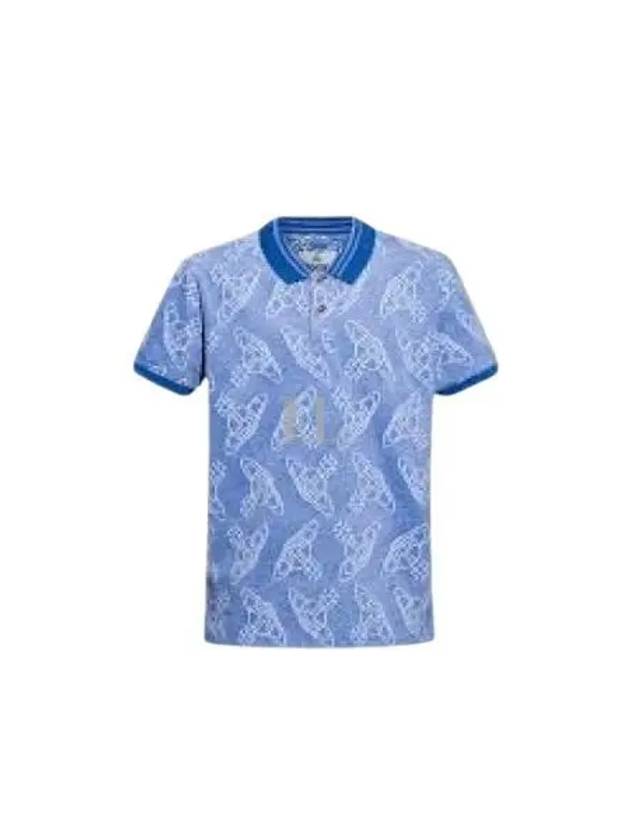 Men's Classic Striped Collar Short Sleeve Polo Shirt Blue - VIVIENNE WESTWOOD - BALAAN 2