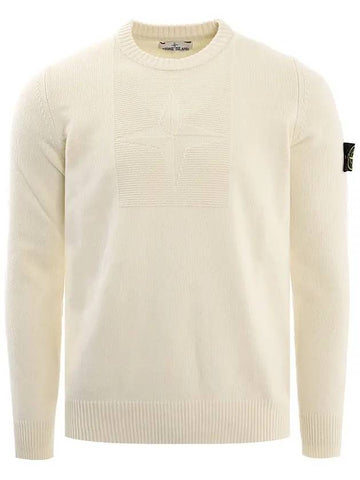 Comfort Wool Cotton Knit Top Ivory - STONE ISLAND - BALAAN 1