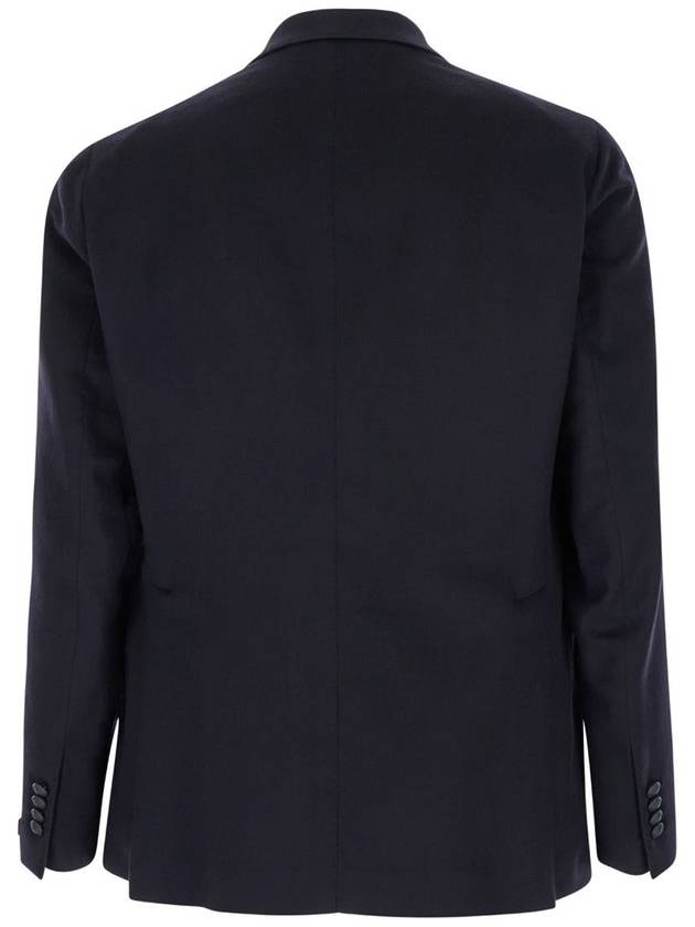 'Montecarlo' Blue Double-Breasted Jacket With Logo Pin In Tech Wool Man - TAGLIATORE - BALAAN 2