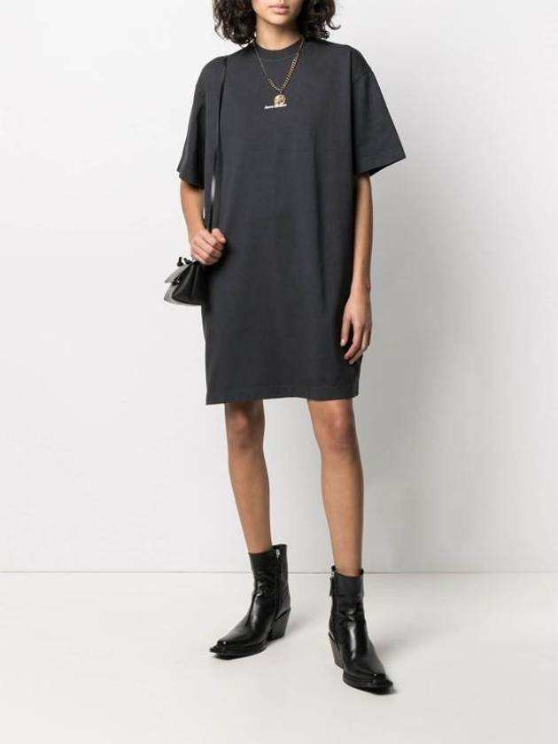 Logo Cotton T-Shirt Short Dress Black - ACNE STUDIOS - BALAAN 3