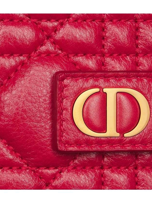 Dior Caro Vertical Card Wallet Two Tone Garnet Red - DIOR - BALAAN 5