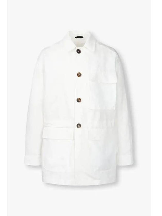 Men s Cotton Linen String Jacket White - GIORGIO ARMANI - BALAAN 1