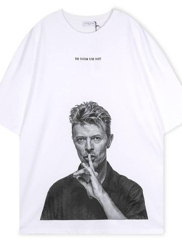 Men s David Bowie Silent White Short Sleeve T Shirt NUS19216 001 - IH NOM UH NIT - BALAAN 2