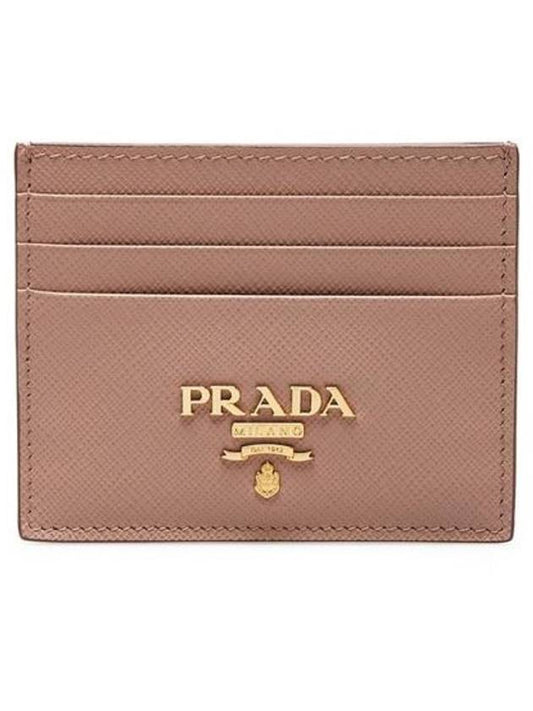 Metal Logo Saffiano Card Wallet Powder Pink - PRADA - BALAAN 2