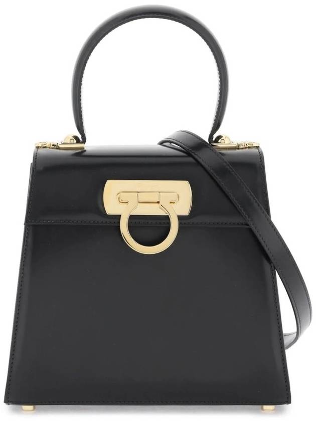 Iconic Top Handle Small Tote Bag Black - SALVATORE FERRAGAMO - BALAAN 3