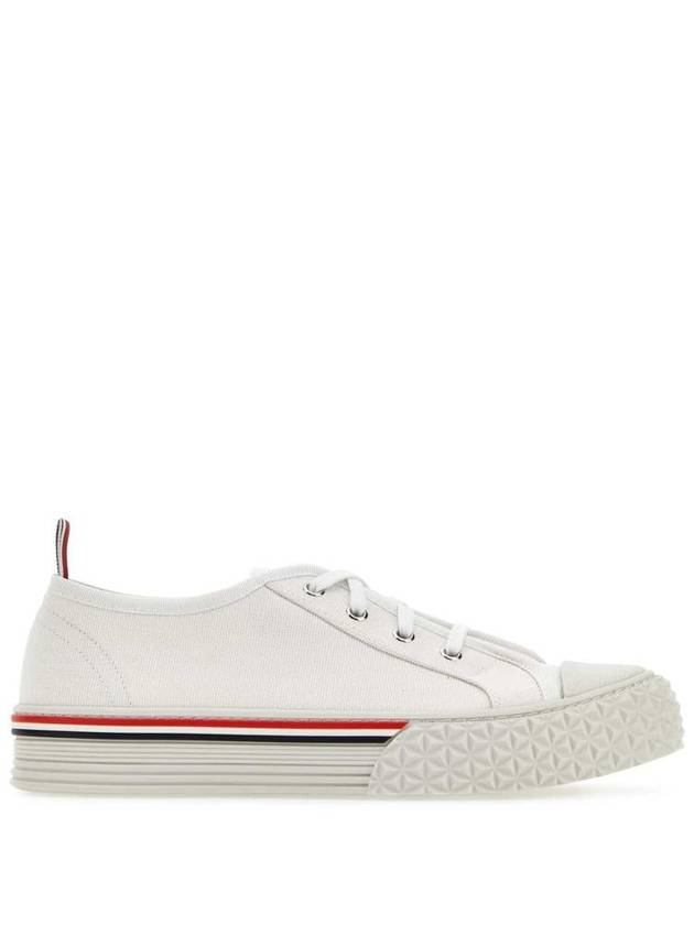 Striped Trim Lace-up Low Top Sneakers White - THOM BROWNE - BALAAN 2