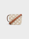 Mini Claude Textile Triomphe Print Calfskin Cross Bag White - CELINE - BALAAN 4