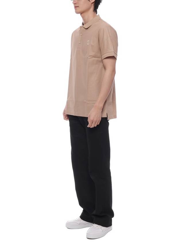 Embroidered Logo Polo Shirt Beige - BURBERRY - BALAAN 5