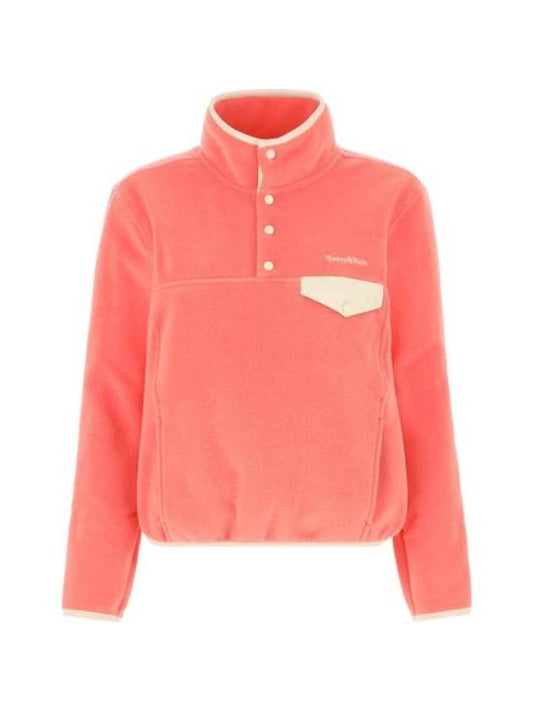 Serif Logo Buttoned Polar Cotton Sweatshirt Cream Pink - SPORTY & RICH - BALAAN 1