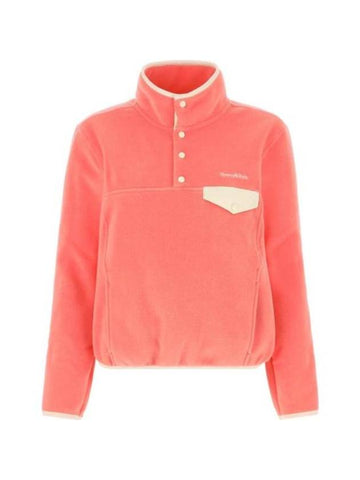 Serif Logo Buttoned Polar Cotton Sweatshirt Cream Pink - SPORTY & RICH - BALAAN 1