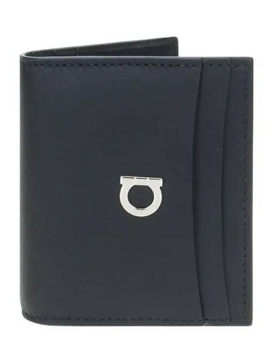 Silver Gancini Half Wallet Black - SALVATORE FERRAGAMO - BALAAN 2