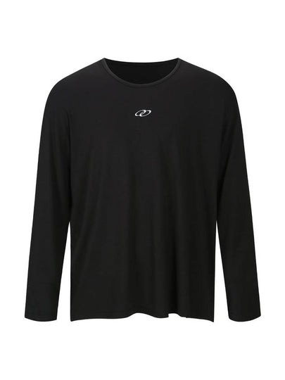 Double Loop Logo Semi U Neck Long Sleeve T-Shirt Black - MAVRK - BALAAN 2