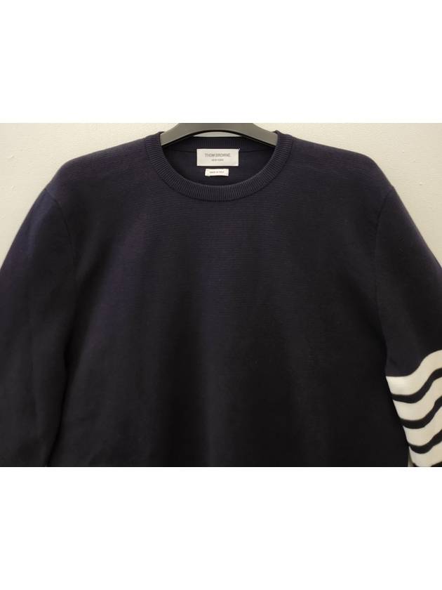 4 Bar Armband Milano Stitch Knit Top Navy - THOM BROWNE - BALAAN 3