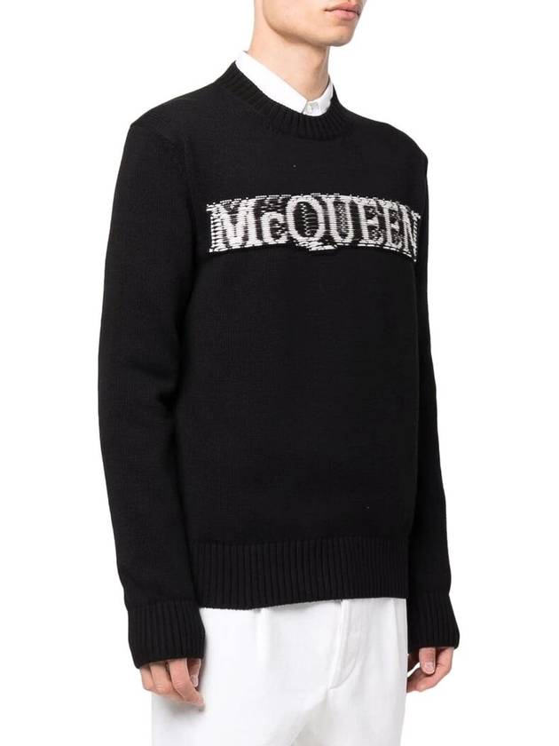 Logo Intrasia Knit Top Black - ALEXANDER MCQUEEN - BALAAN.