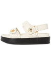 Kira Sports Logo Leather Sandals New Ivory - TORY BURCH - BALAAN 4