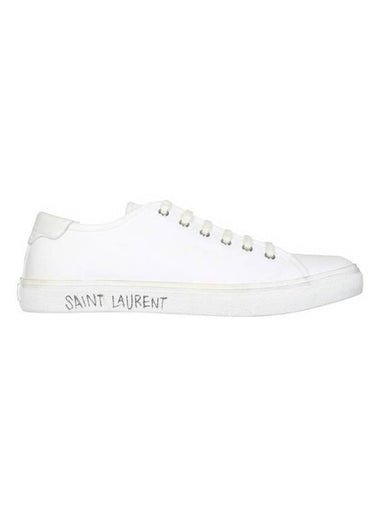 Malibu Logo Canvas Low Top Sneakers White - SAINT LAURENT - BALAAN 1