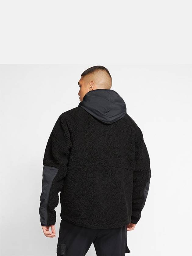 Sherpa Fleece Half Zip-Up Hoodie Black - NIKE - BALAAN 8