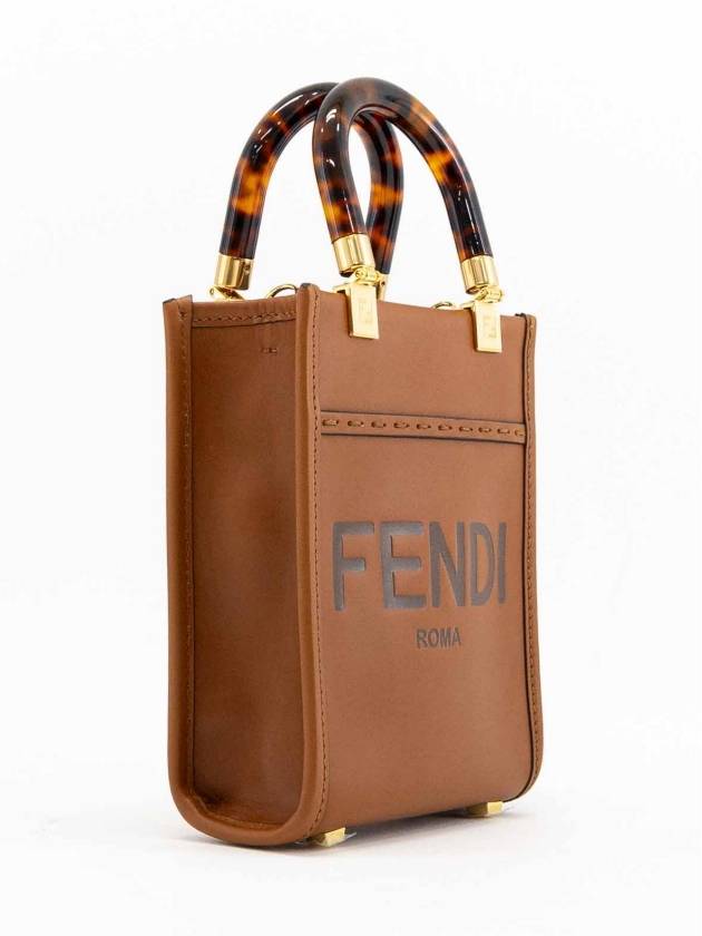 Sunshine Shopper Small Leather Tote Bag Brown - FENDI - BALAAN 3