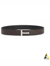 Men's T Logo Reversible Leather Belt Brown - TOM FORD - BALAAN 2