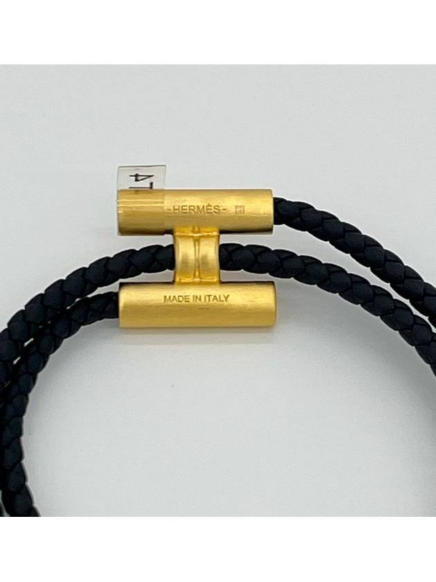 Tunis Tresse Gold Bracelet Noir - HERMES - BALAAN 6