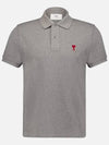 Men's Heart Logo Polo Shirt Heather Grey - AMI - BALAAN 3