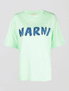 Logo Lettering Boxy Fit Short Sleeve T-Shirt Light Green - MARNI - BALAAN 4