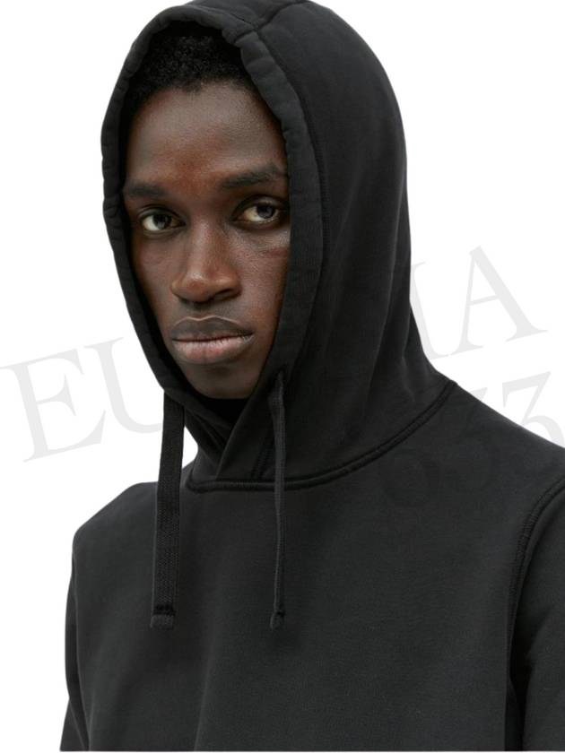 Logo Patch Cotton Fleece Hoodie Black - STONE ISLAND - BALAAN 8