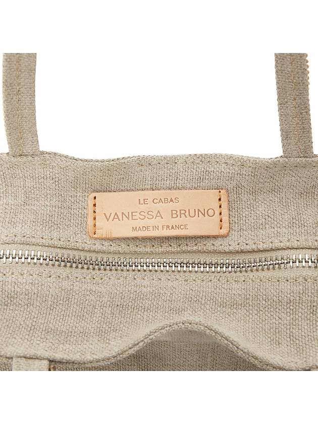 Women's Cabas Small Linen Tote Bag Sable - VANESSA BRUNO - BALAAN 10