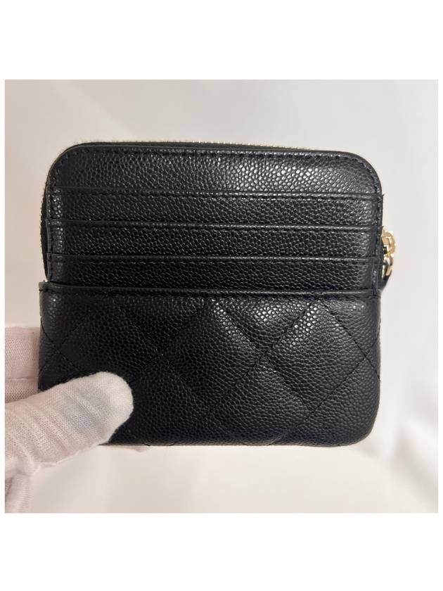 Gold Zipper Classic Grained Calfskin Card Holder Black - CHANEL - BALAAN 5