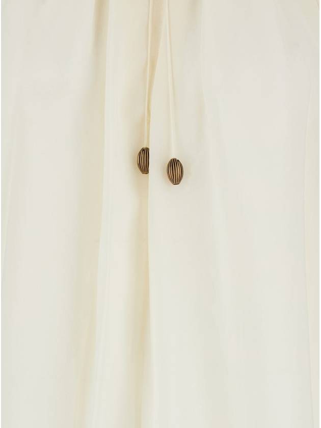 Cream White Loose Blouse With Drawstring In Silk Woman - CHLOE - BALAAN 3