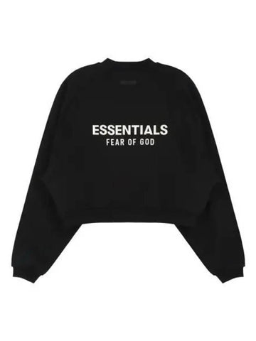 FEAR OF GOD ESSENTIALS Essential Fleece Crop Crew Neck Black - FEAR OF GOD ESSENTIALS - BALAAN 1