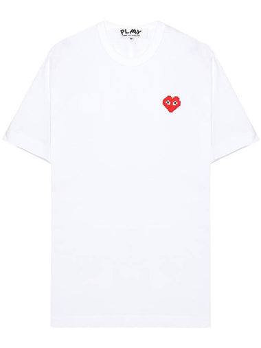 Pixel Red Heart Waffen Short Sleeve T Shirt - COMME DES GARCONS PLAY - BALAAN 1