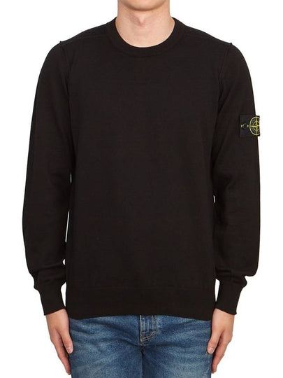 Crewneck Soft Cotton Knit Top Black - STONE ISLAND - BALAAN 2