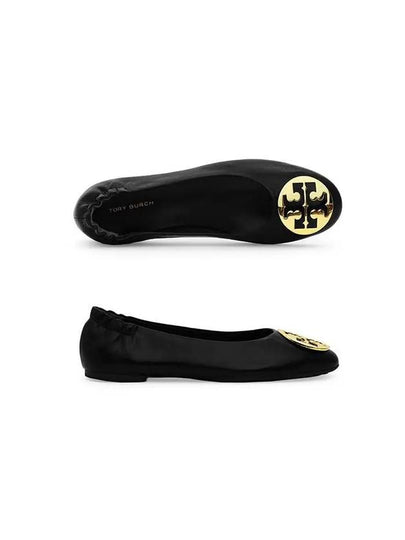 Logo Leather Ballerina Flat Black - TORY BURCH - BALAAN 2